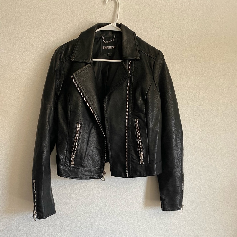 Express black leather jacket